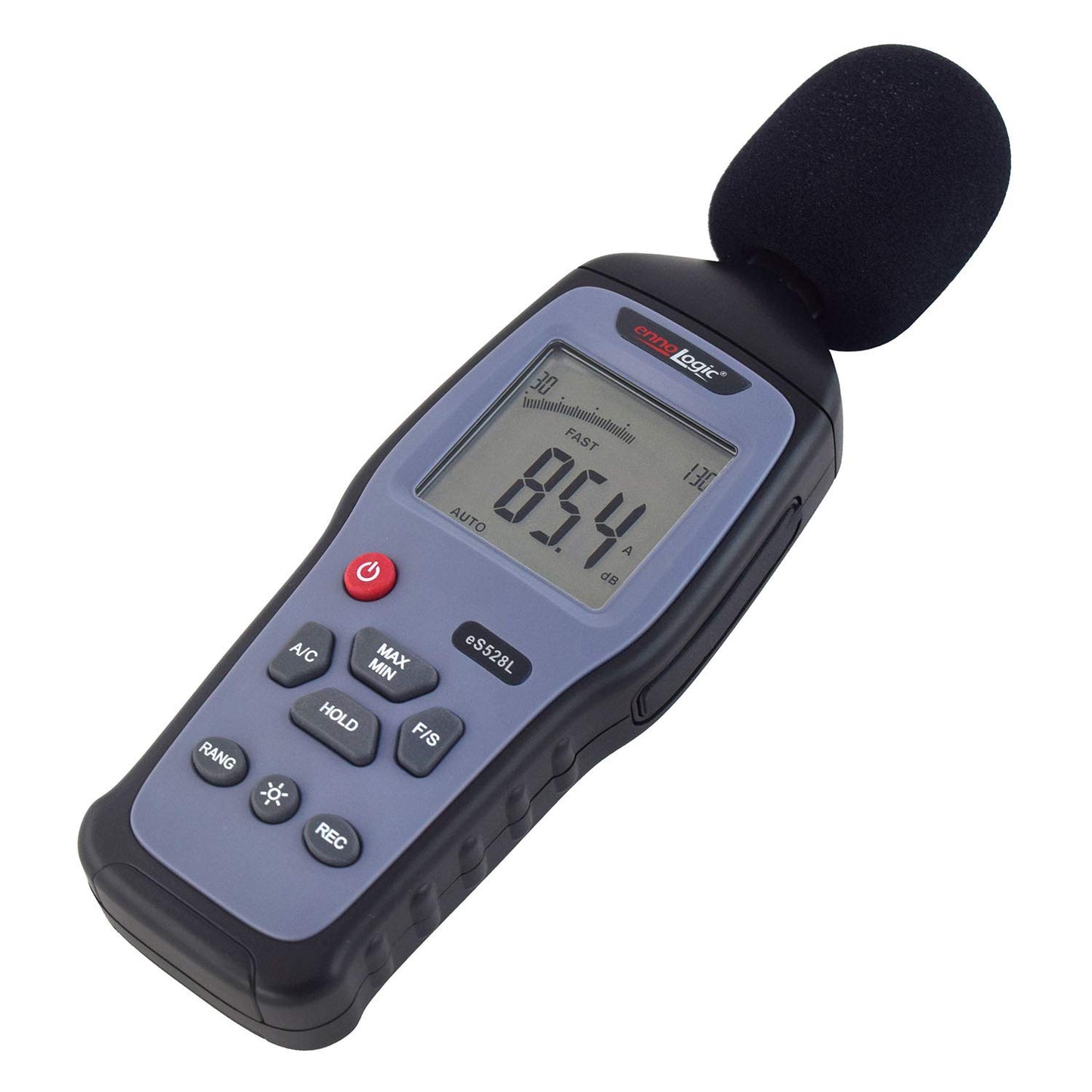 eS528L Decibel Meter and Recorder by ennoLogic – Digital Sound Level Meter and Noise Logger – Max/Min/Hold, 30-130 dBA Range, Updated Software