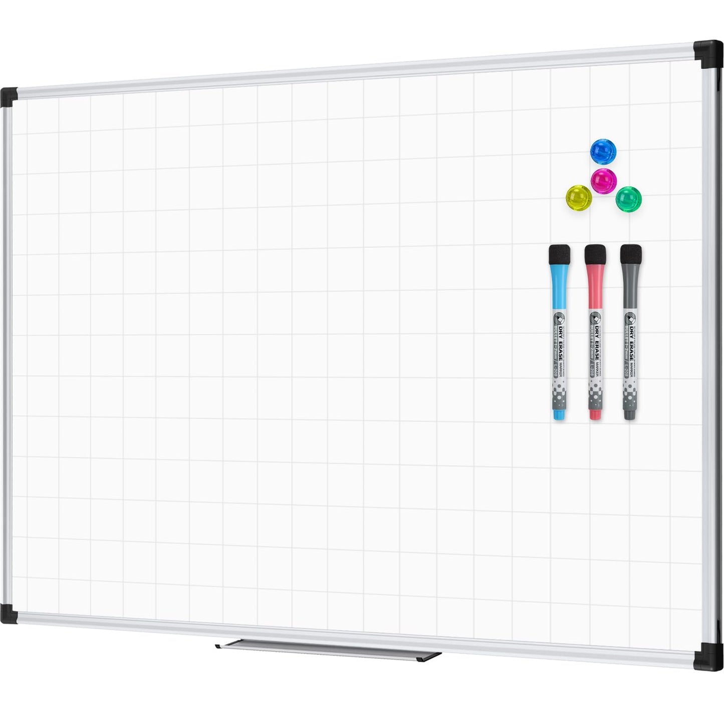 XBoard Magnetic Dry Erase Board with Lines 48 x 36 Inch, 4' x 3' Double Sided Hanging White Board Planner for Wall | Grid Lined White Board + Message Presentation Board