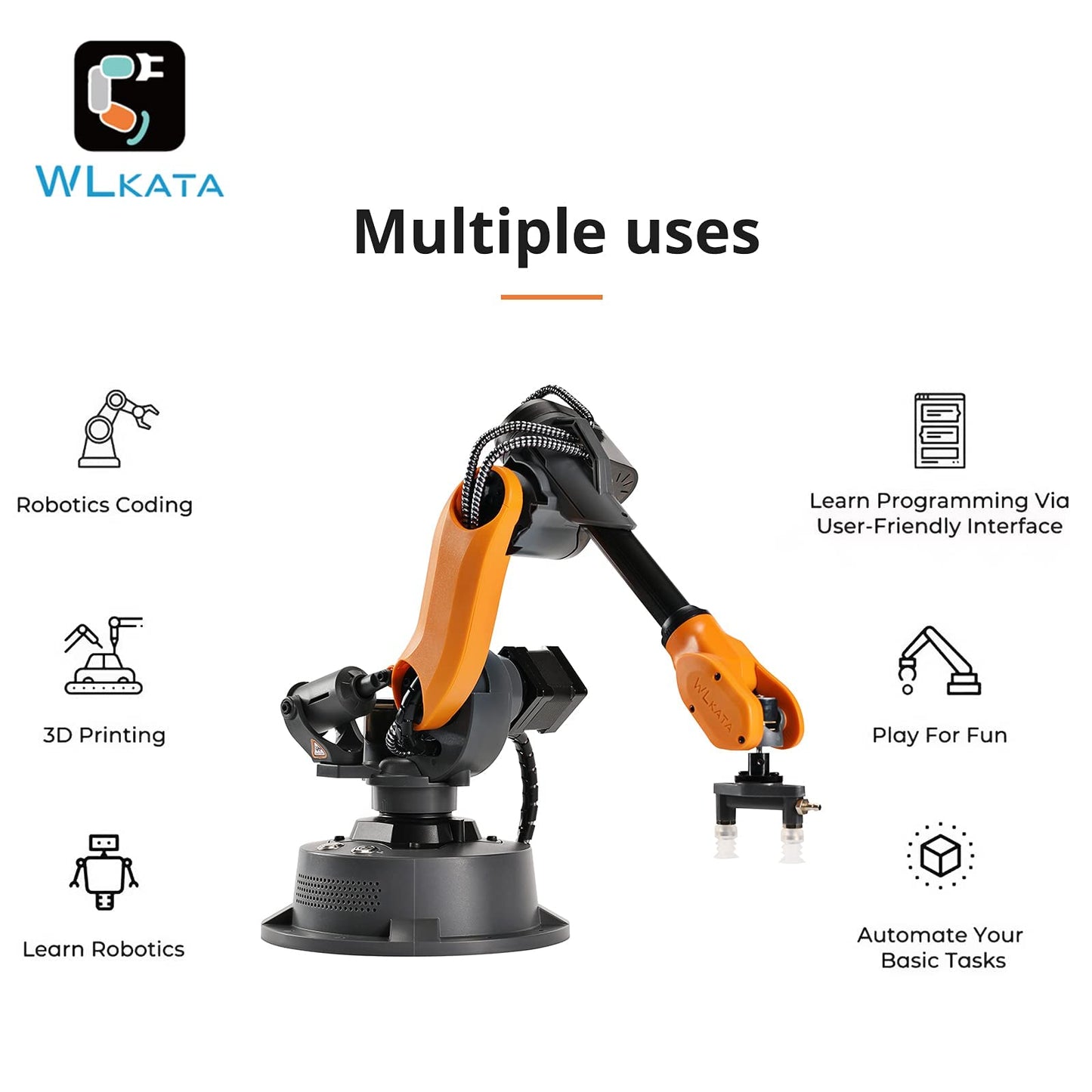 wlkata Mirobot 6 Axis Robot Mini Programmable Gripper Arm Lightweight Educational Desktop Robotic Arm 6DoF for K12 or 3D Printer