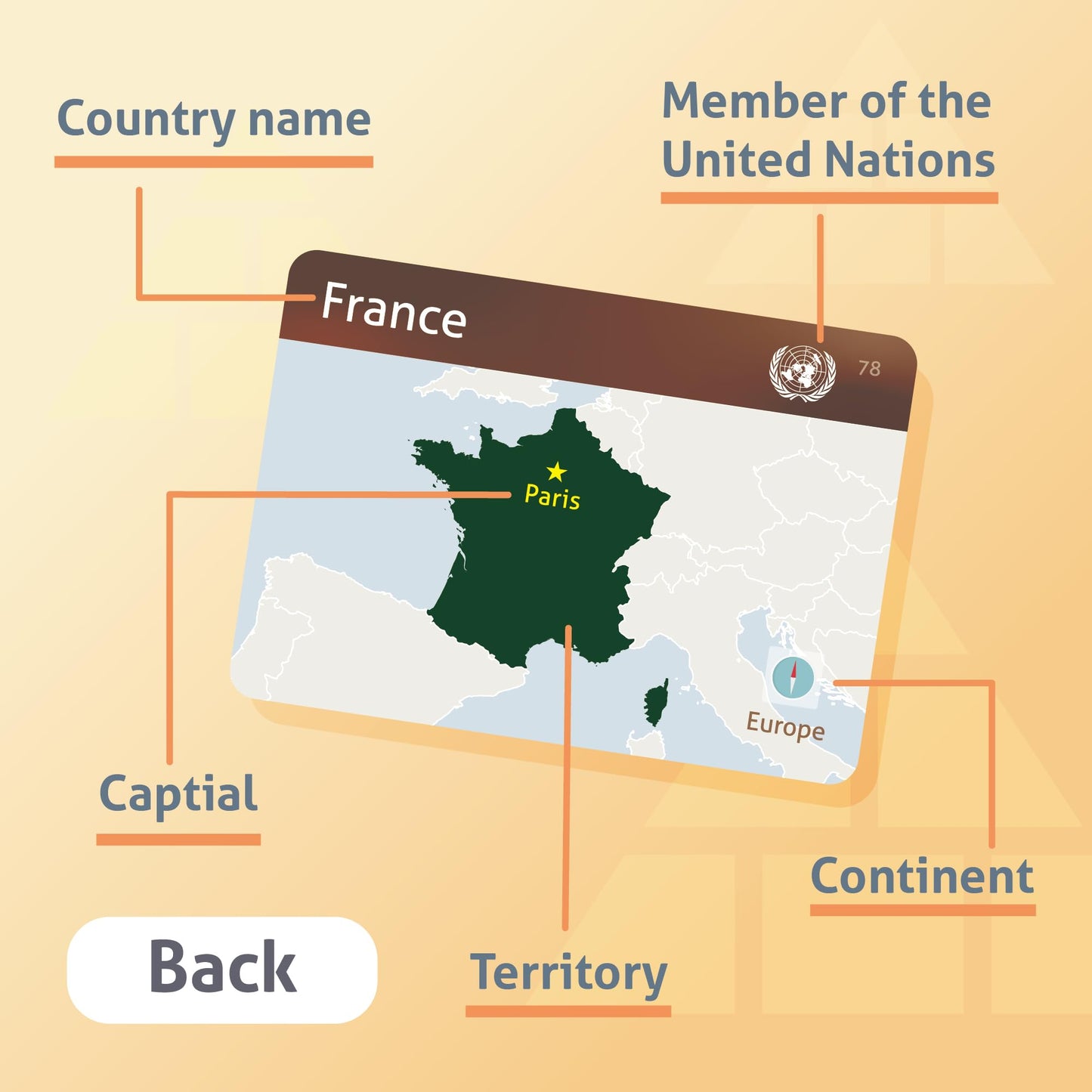 CARDDIA | Collection of Country Flags Educational Flashcards | 242 Flags with Country Names, Territory Shapes, Capitals & Continents | Durable & Portable | Perfect for Geography Gifts