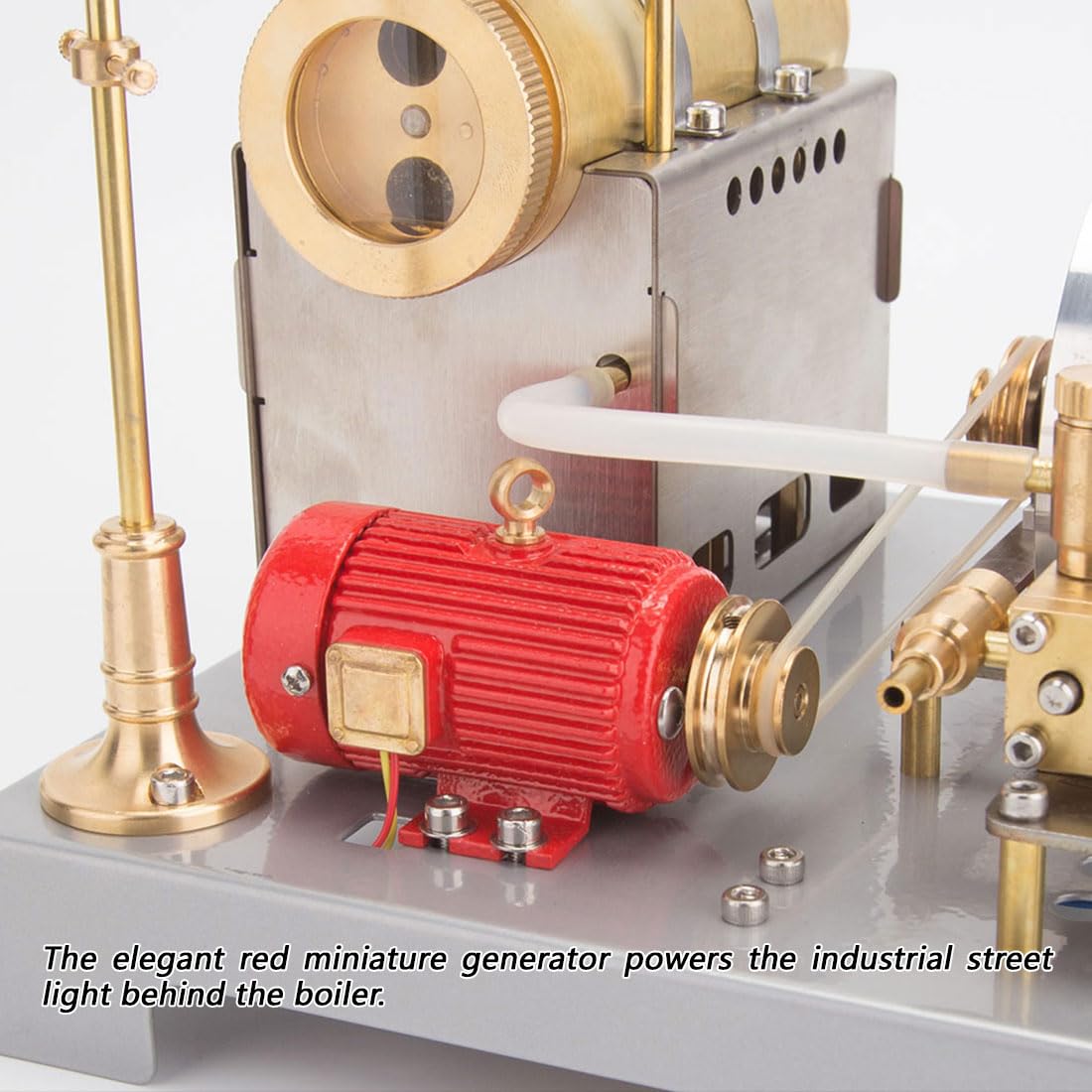 URFunModel SE-02 Steam Engine Kit - Reversible Horizontal Stationary Steam Engine Model with Boiler, Generator and Street Lamp, 100PCS Science Education Gift for Adults