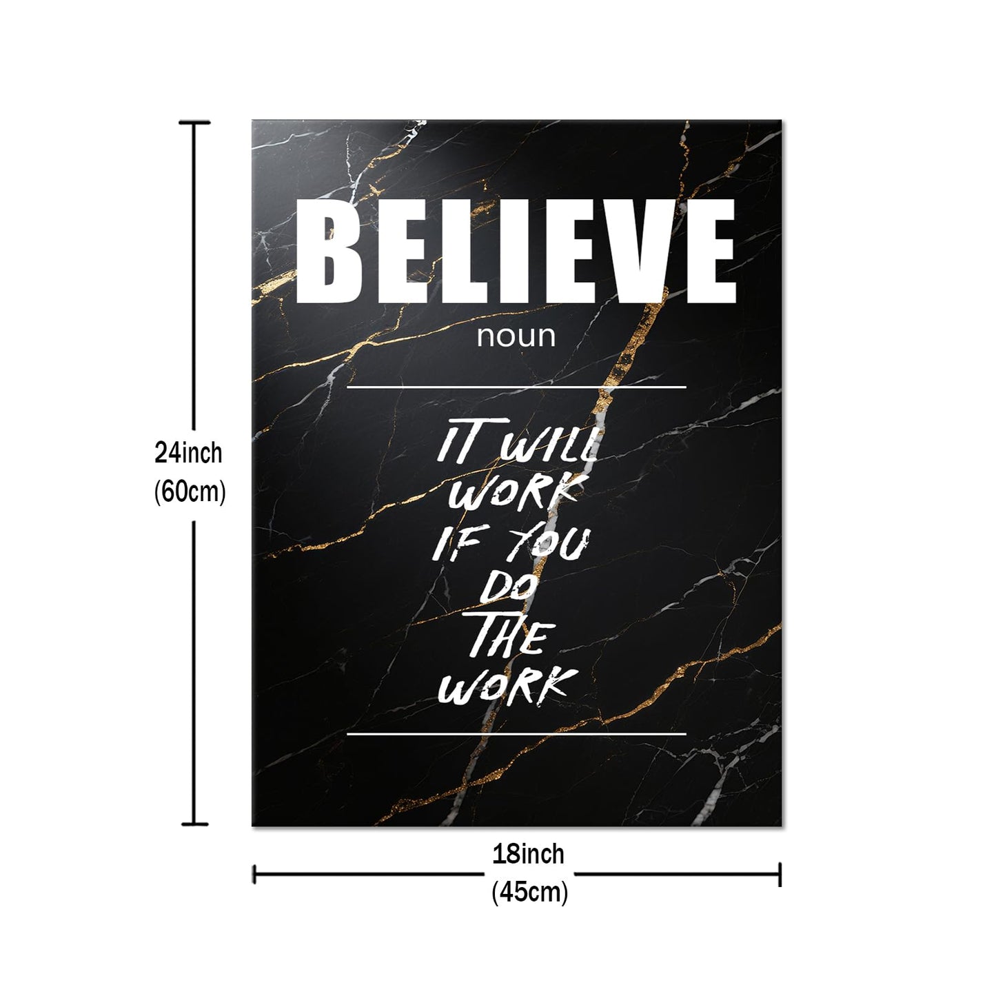 Motivational Canvas Wall Art Believe Noun Entrepreneur Quotes Poster Print Inspirational Pictures Painting for Office Class Room School Wall Decoration Stretched and Framed [18''Wx24''H]