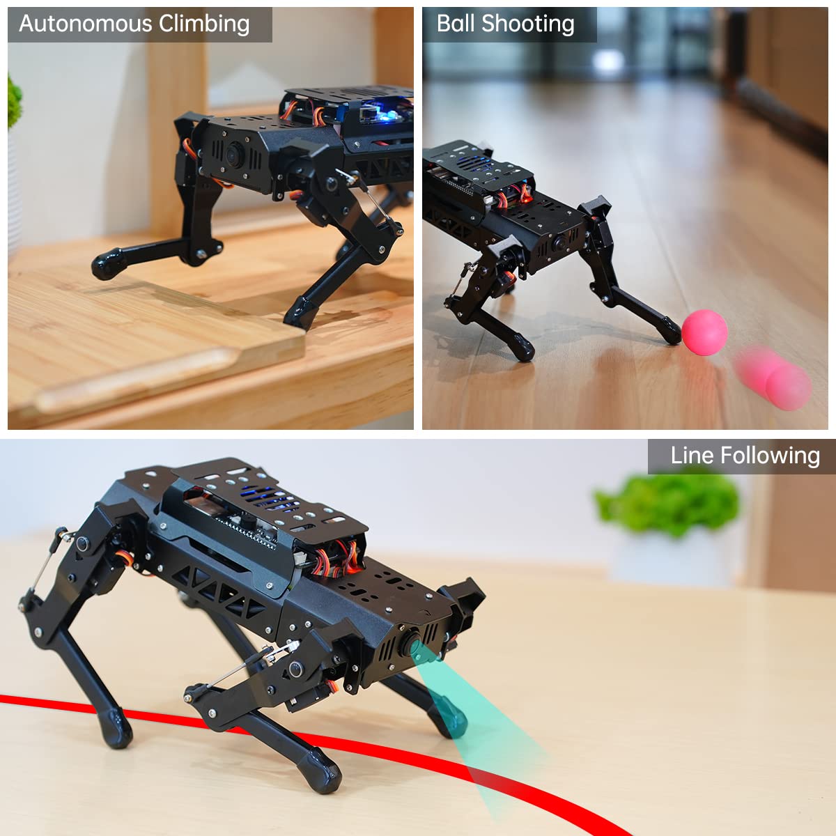 PuppyPi Robot Dog with ChatGPT Large AI Models AI Embodied Intelligence ROS Robotic Dog Vision Scene Voice Understanding SLAM Mapping Navigation Bionic Quadruped Robot, Standard Kit & RaspberryPi5 8GB