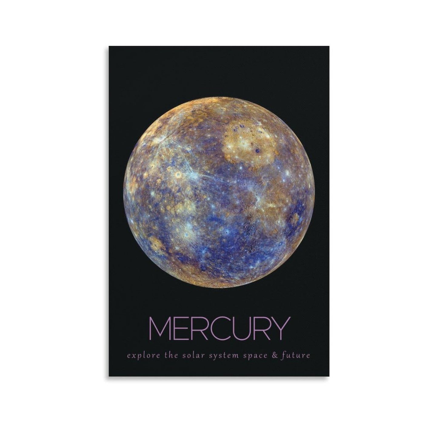 LGDSBHH Minimalist Mercury Solar System Canvas Wall Art - Educational Space Planet Poster - Science Classroom & Kids Bedroom Decor - 12x18 Inch (Unframed)