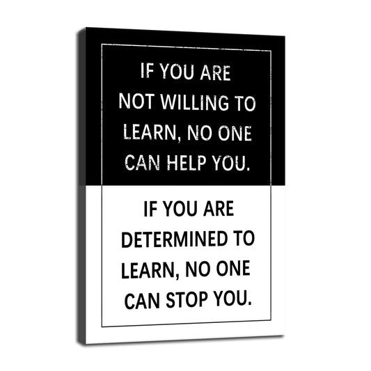 Determined to Learn Inspirational Wall Art Entrepreneur Quote Positive Motivational Poster Canvas Painting Prints Wall Pictures for Living Room Office Home Decor Framed Artwork [12''W x 18''H]