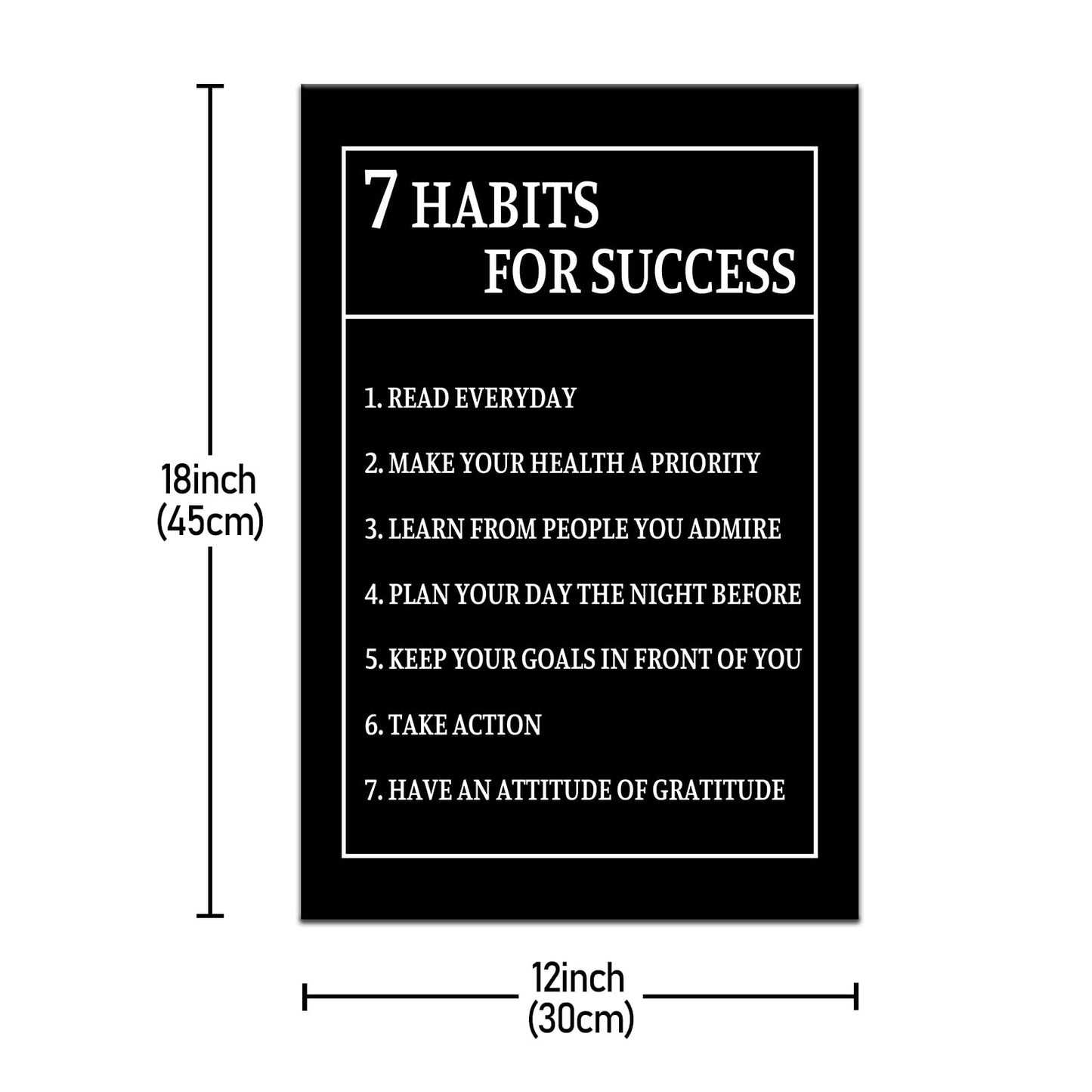 7 Habits for Success Inspirational Canvas Wall Art Motivational Positive Poster Print for Modern Modern Bathroom Bedroom Living Room Wall Decor Artwork Ready to Hang [12''Wx18''H]