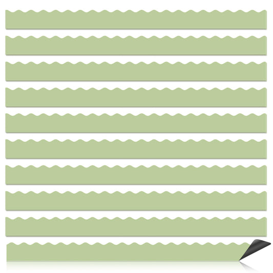 30 Pcs Magnetic Borders for Classroom Whiteboard - Light Green Magnetic Bulletin Board Border Set - Scalloped Chalkboard Border Strips for Teachers, Parents, DIY Home,School & Office Decoration