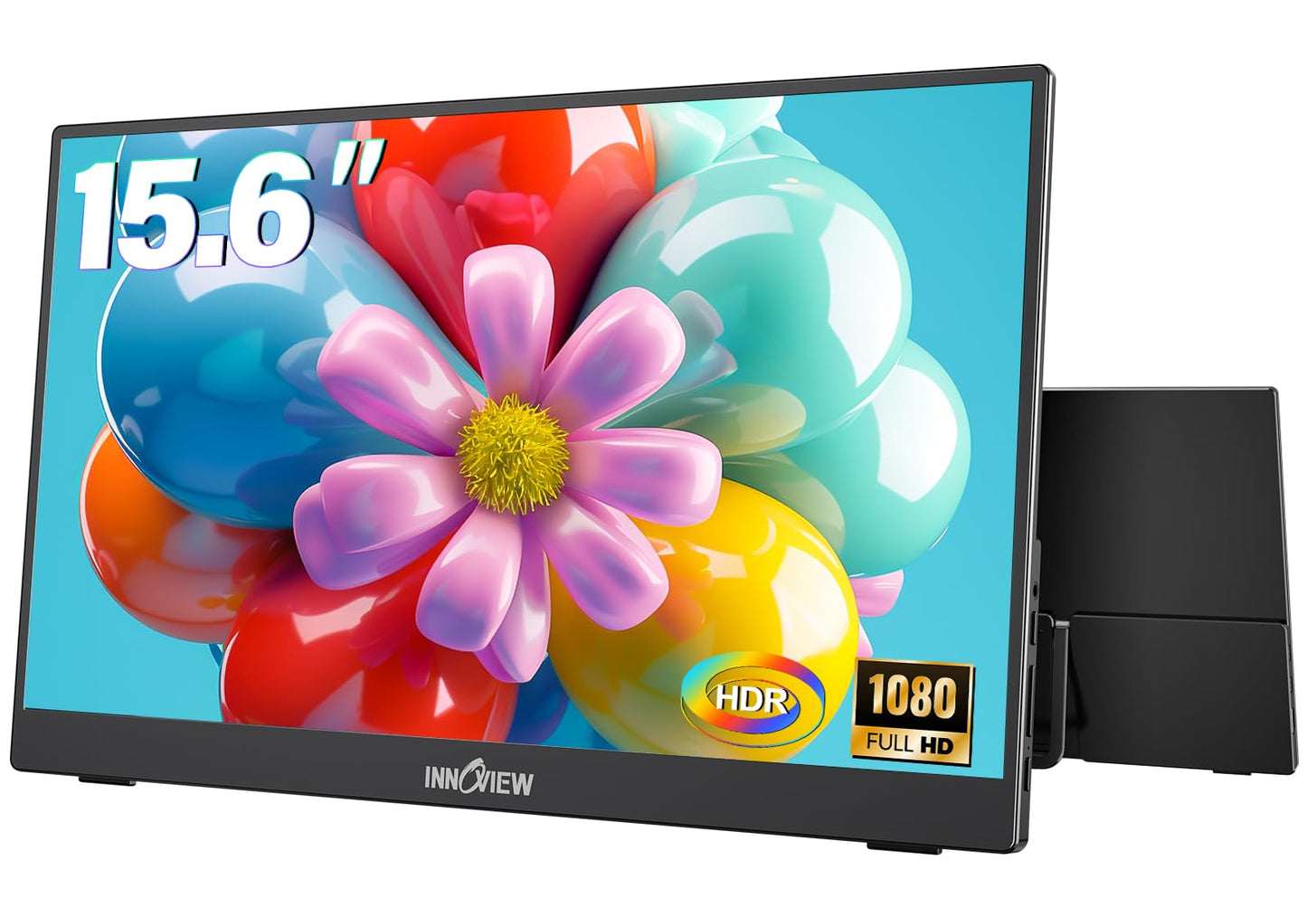 InnoView 15.6'' Portable Monitor for Laptop Built-in 90° Adjustable Stand Without Bag FHD 1080P USB-C Travel Monitors HDR IPS Portable Laptop Monitor for MacBook PC Xbox PS4/5 Switch
