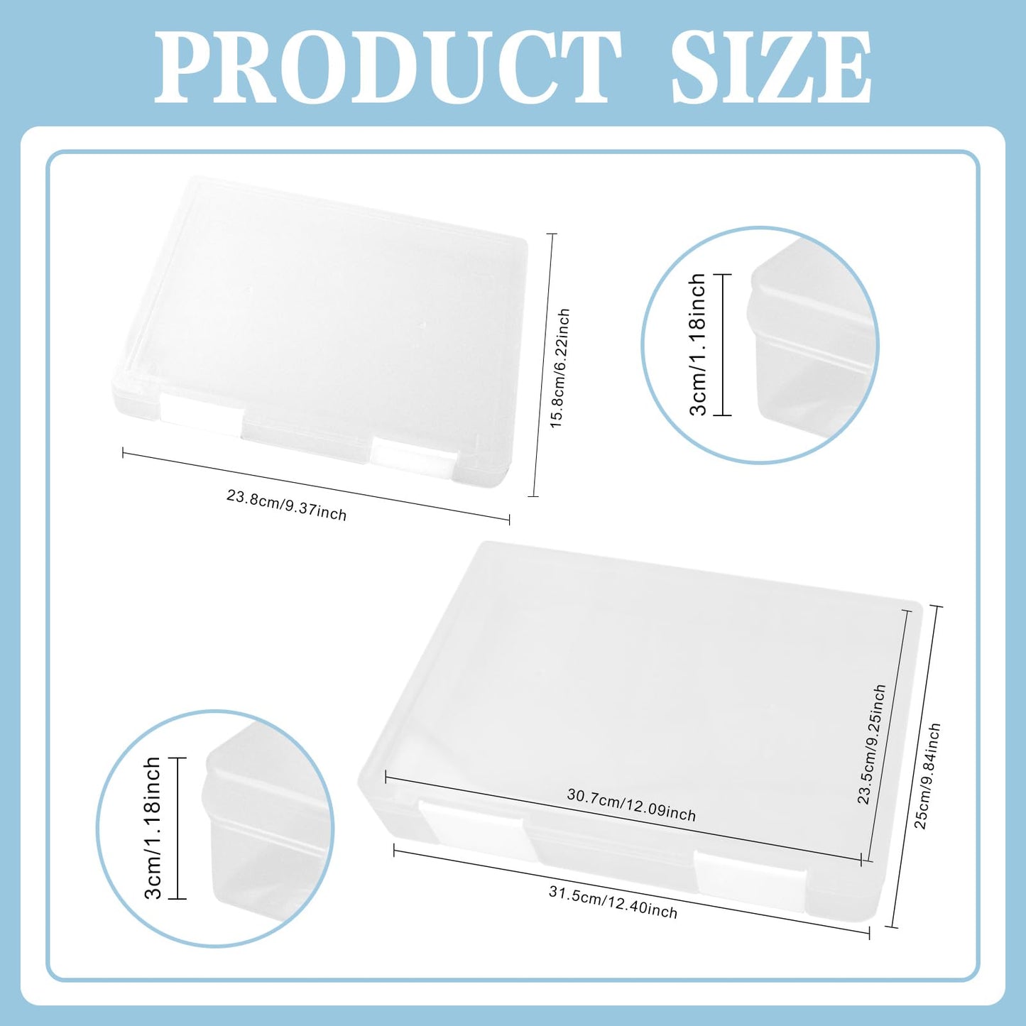 Olutacot 12 Pcs Clear A4 A5 File Box Document Plastic Storage Box with 48 Labels File Holder Organizer Box Paper Plastic Case Magazine Protector with Buckle Office School Supplies(White)