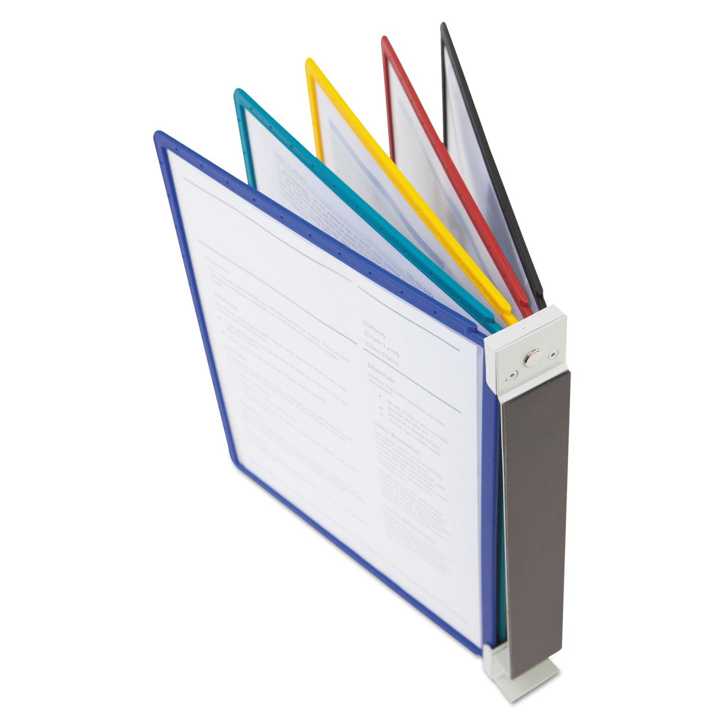 Durable Vario Magnetic Wall Reference System, 5 Panels, 10 Pockets, Assorted Borders