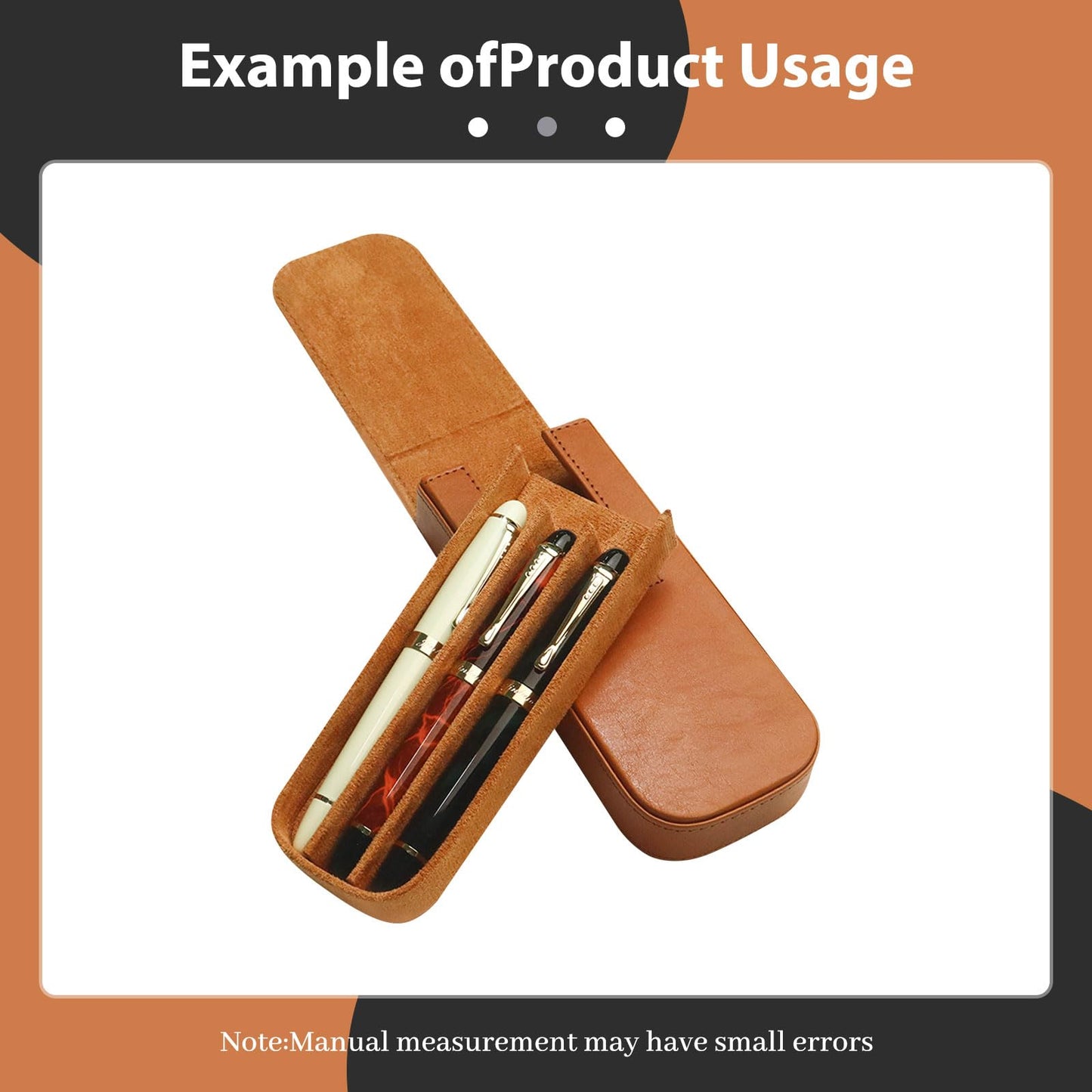 MIVLXLX Leather Triple Pen Case Pencil Pouch Holder for Three Fountain Ballpoint Rollerball Pens and Pencils Gift Choice for Man/Woman/Office (brown)