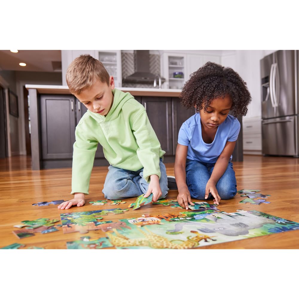 Crocodile Creek Jigsaw Puzzle, 36 Piece for Kids 3 Years and Up, Heavy-Duty Shaped Box for Storage, Finished Puzzle Size 18 x 24 inches, Wild Kingdom
