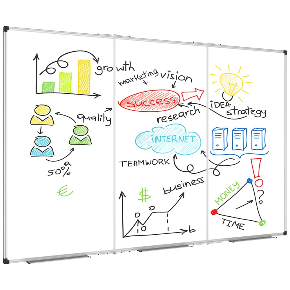 XBoard Magnetic Whiteboard 72 x 48 Inch, 6'x4' Dry Erase Board with Aluminum Frame | Foldable Wall-Mounted Whiteboard for Home Office, Classroom, Conference Room