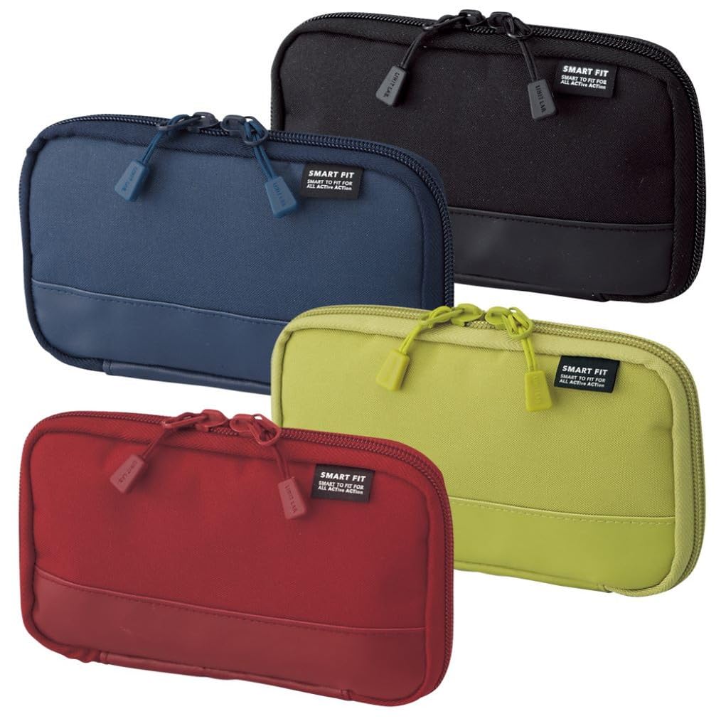 LIHIT LAB Compact Pen Case (Pencil Case), Water & Stain Repellent,3.5" x 6.5'', Black (A7687-24)