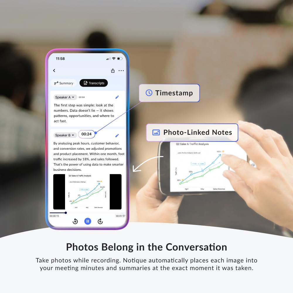 Notique AI Pen | Pocket AI Voice Recorder | Audio Recorder | Discreet Recording Device | AI Summarize & Transcribe for Multi-File & Meeting Timeline | No Monthly Fees