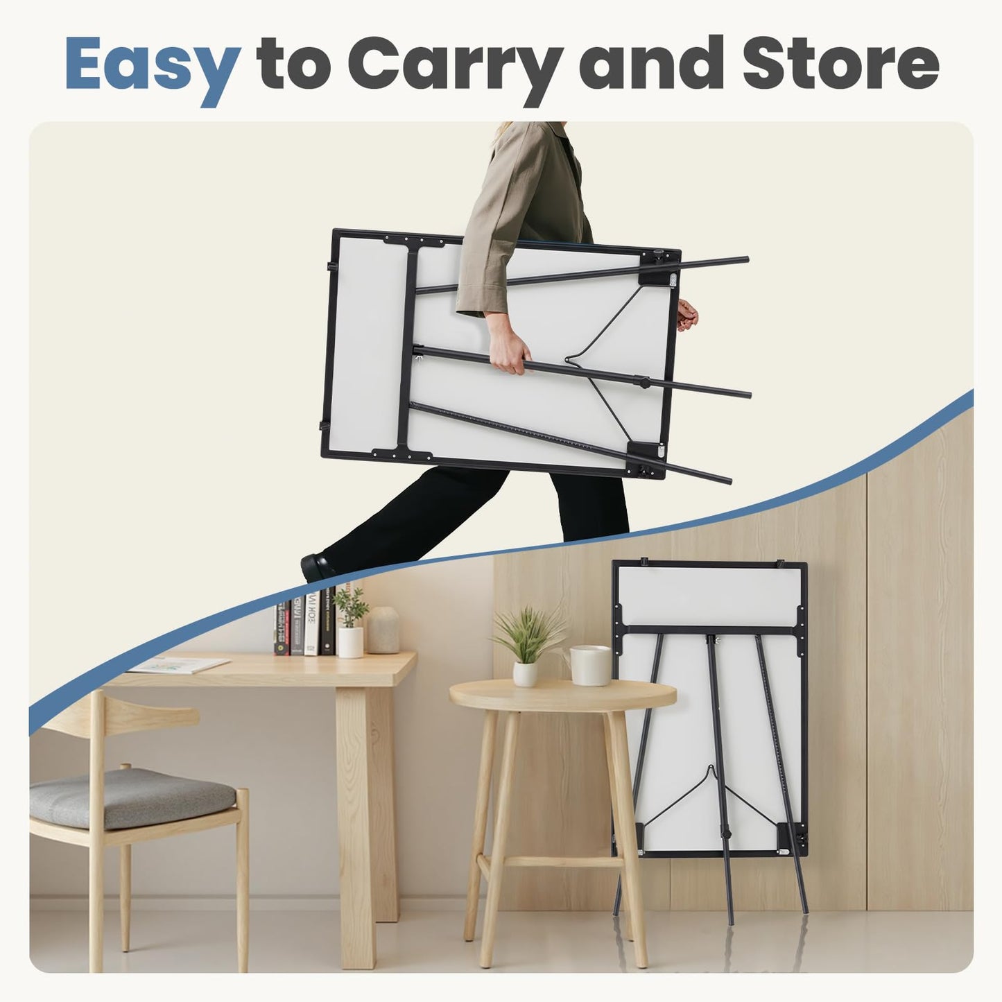 DUMOS White Board Easel 36 x 24 Inches, Magnetic White Board Dry Erase, Porbable Boards Height Adjustable, Dry Erase Board with Stand for School, Office and Home, Silver Aluminium Frame, Black