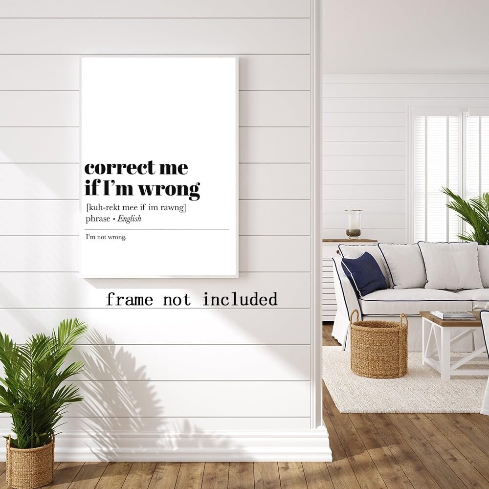Motivational Phrases Wall Art Prints Inspirational Sayings Quote Poster Correct Me If I'm Wrong Progress Quote Poster Coworker Gift for Office Decor 8x12in Unframed