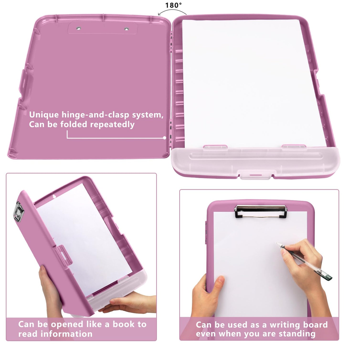 SFLHHDM Purple Clipboard with Storage, Clip Boards 8.5x11, Plastic Clipboard with Pen Holder, Teacher Clip Board, Clipboards Organizer for Women Teachers Work, School & Office Supplies