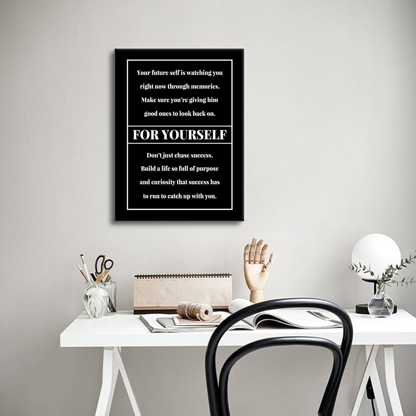 Motivational Canvas Wall Art For Yourself Entrepreneur Quotes Poster Print Inspirational Pictures Painting for Office Class Room School Wall Decoration Stretched and Framed [18''Wx24''H]