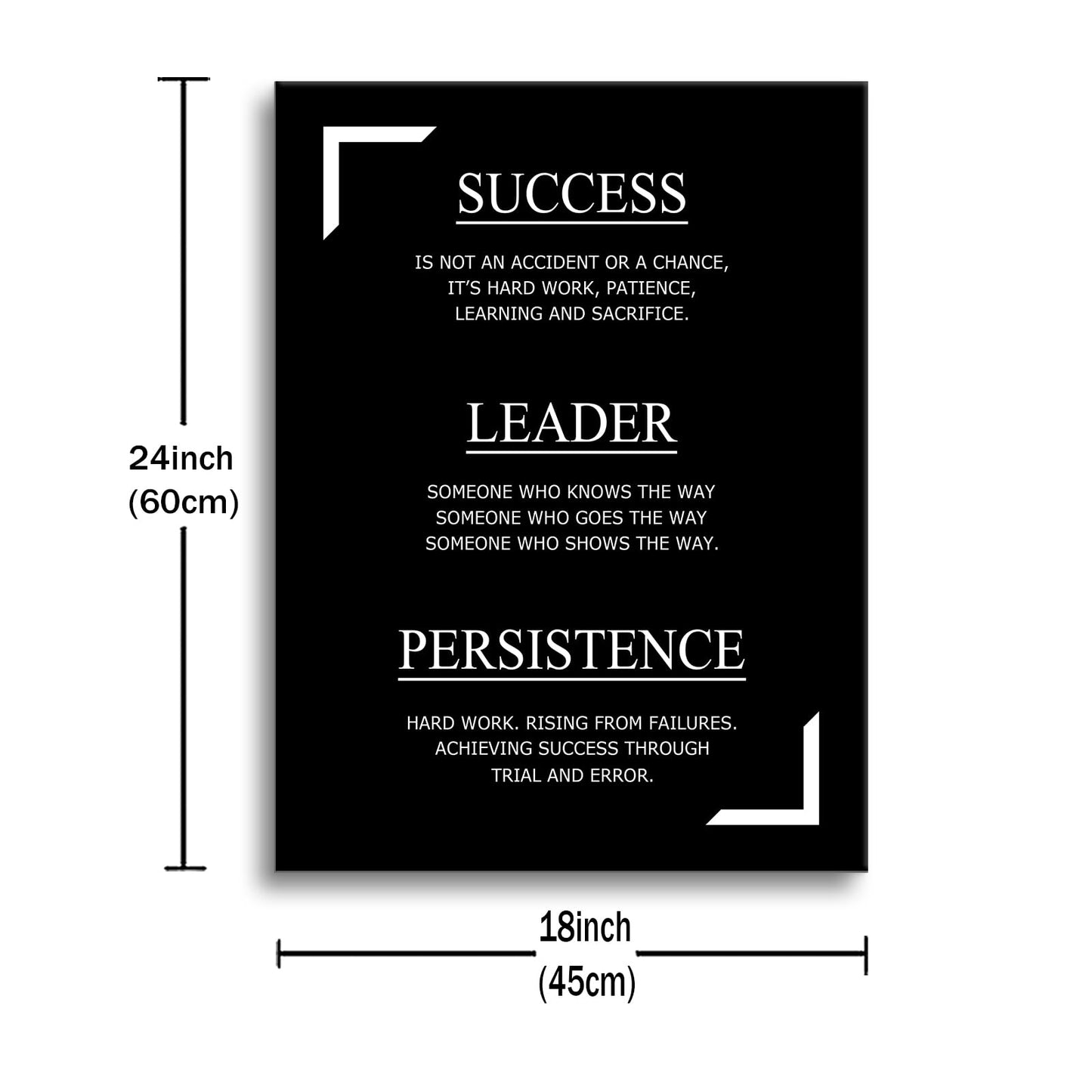 Inspirational Canvas Wall Art Success Leader Persistence Office Poster Print Motivational Picture Painting for Living Room Class Room School Wall Decoration Stretched and Framed [18''Wx24''H]
