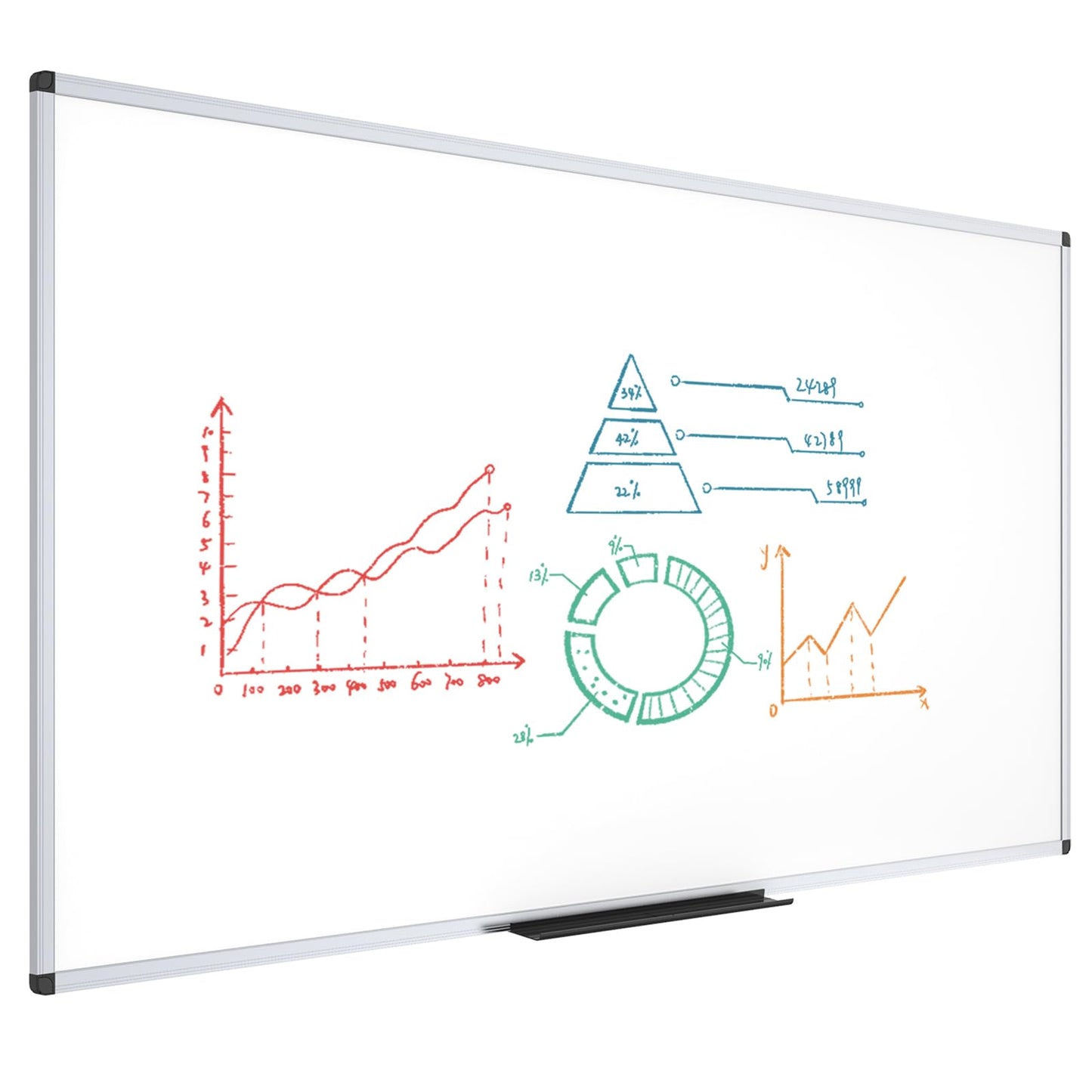 VIZ-PRO Dry Erase Board/Magnetic Whiteboard, 96 x 40 Inches, Large Wall Mounted Board for School Office and Home