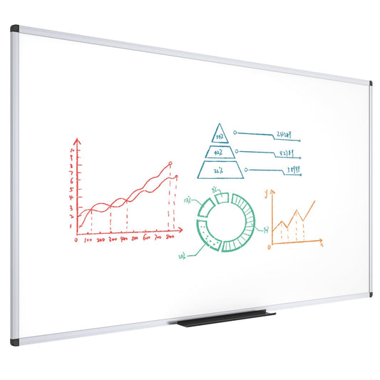 VIZ-PRO Dry Erase Board/Magnetic Whiteboard, 96 x 40 Inches, Large Wall Mounted Board for School Office and Home