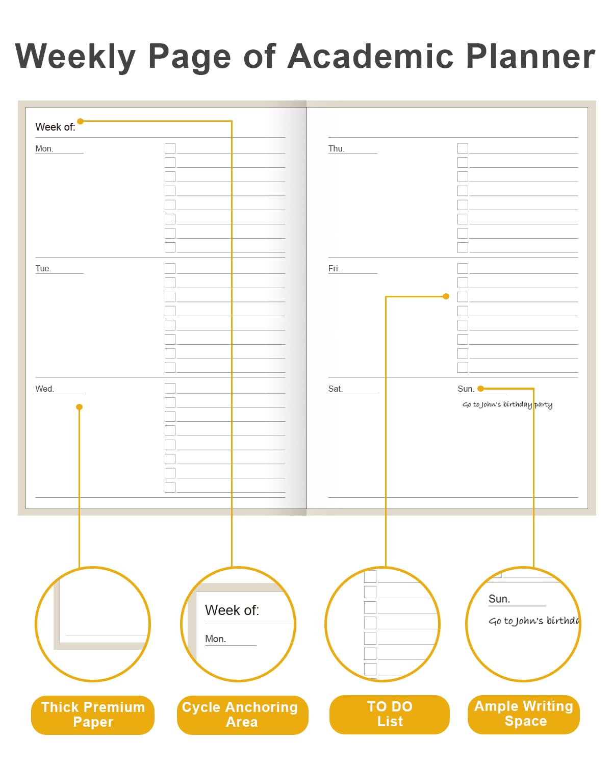 Academic Planner for 2026-2027 or Anytime – 5.8" x 8.5" Undated Weekly Student Planner For Homeschool, High School, College & Nursing Students, 200 Pages, Beige