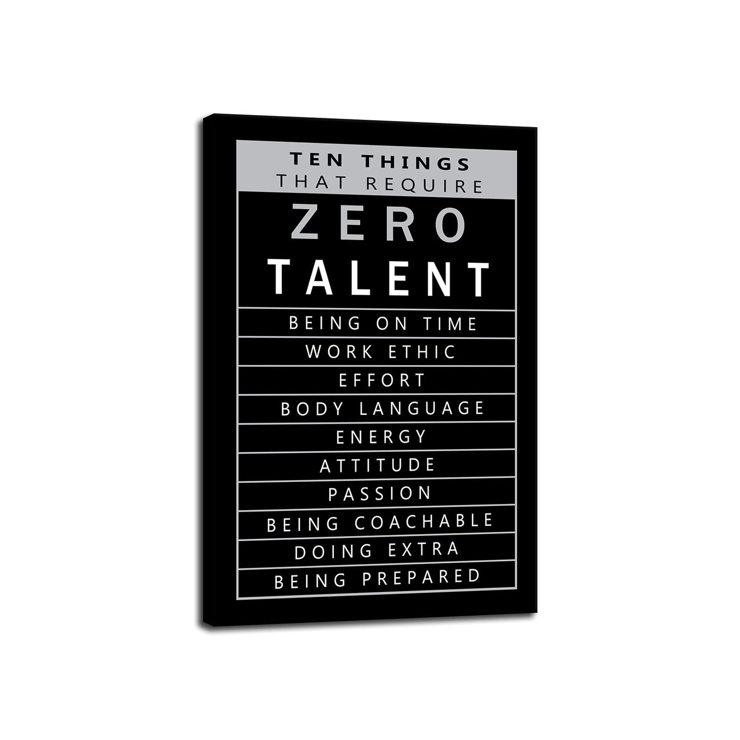 Inspirational Posters Inspirational Canvas Wall Art Ten Things That Require Zero Talent Image Printing Modern Home Office Decoration Artwork Stretching And Mounting Ready to Hang[12''W X 18''H]