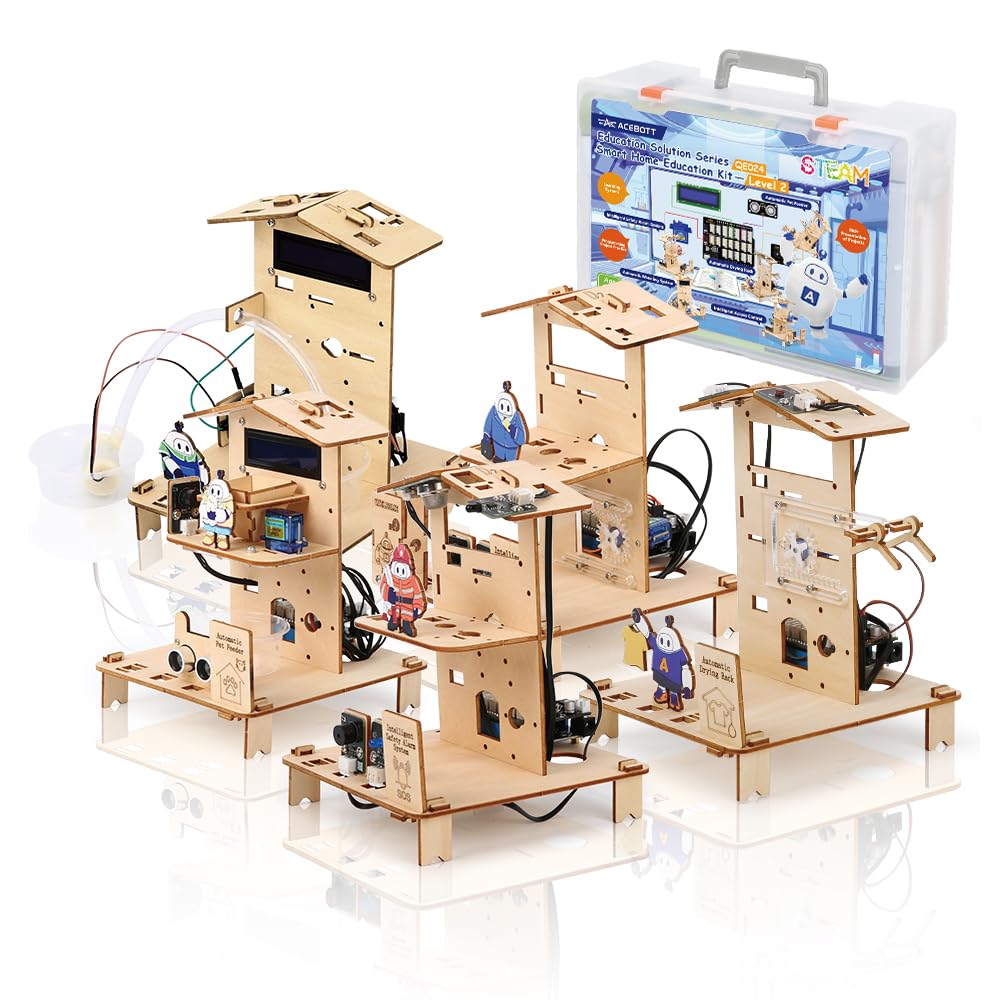 ACEBOTT 5-in-1 ESP32 STEM Smart Home and School Education Kit Compatible with Arduino, STEM Robotics Science Kits for Students Age 12+, Engineering Projects STEAM Activities Gifts 12-16 Year Old