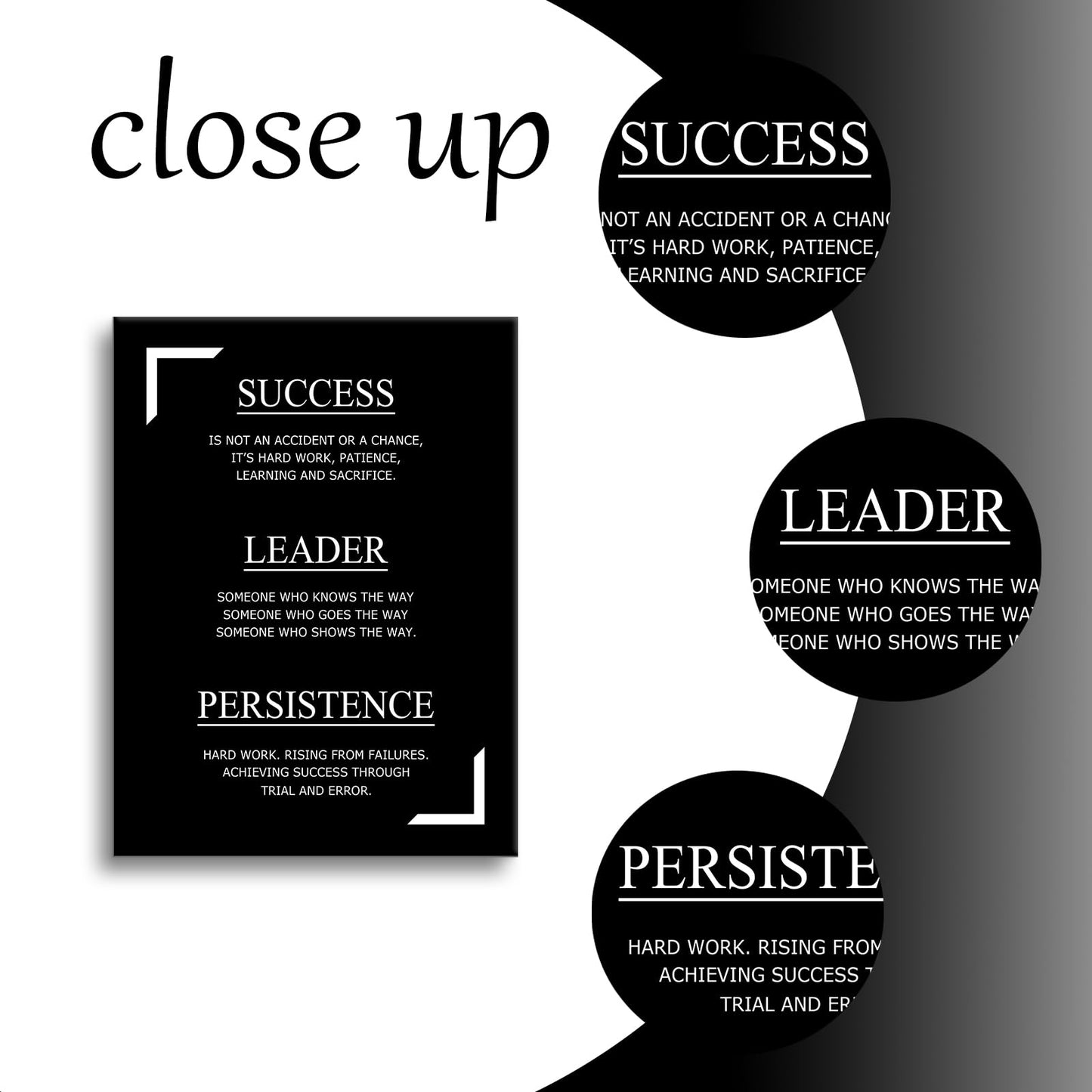 Inspirational Canvas Wall Art Success Leader Persistence Office Poster Print Motivational Picture Painting for Living Room Class Room School Wall Decoration Stretched and Framed [18''Wx24''H]