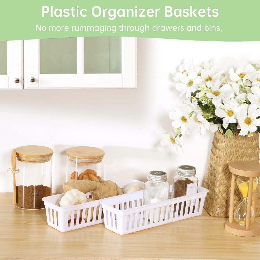 Lnrueg 20 PCS Classroom Storage Baskets, 10.2 x 3.1 x 2.4 inches,Plastic Classroom Pencil Organizers, Pencil and Pen Organizer Baskets, Durable PP Storage Trays for Home School Office Supplies