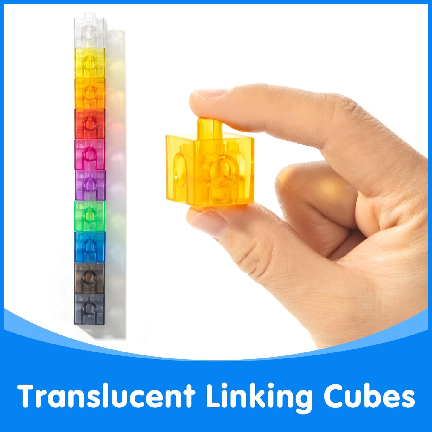 Odoorgames Translucent Linking Cubes – Engaging Math Toy, Light Table Manipulatives, Math Blocks for Early Learning and Creative Play