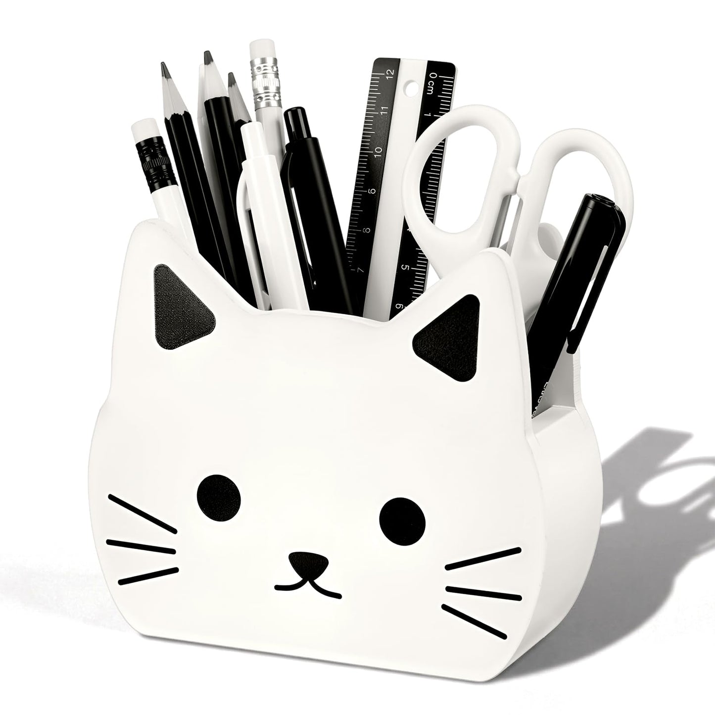 Tenceur Cat Pen Holder Cute Cat Large Capacity Pencil Holder Funny Office Decor Pencil Cup Pot Desk Organizer for Office Makeup Brush Holders Back to School Funny Gift for Coworkers Women