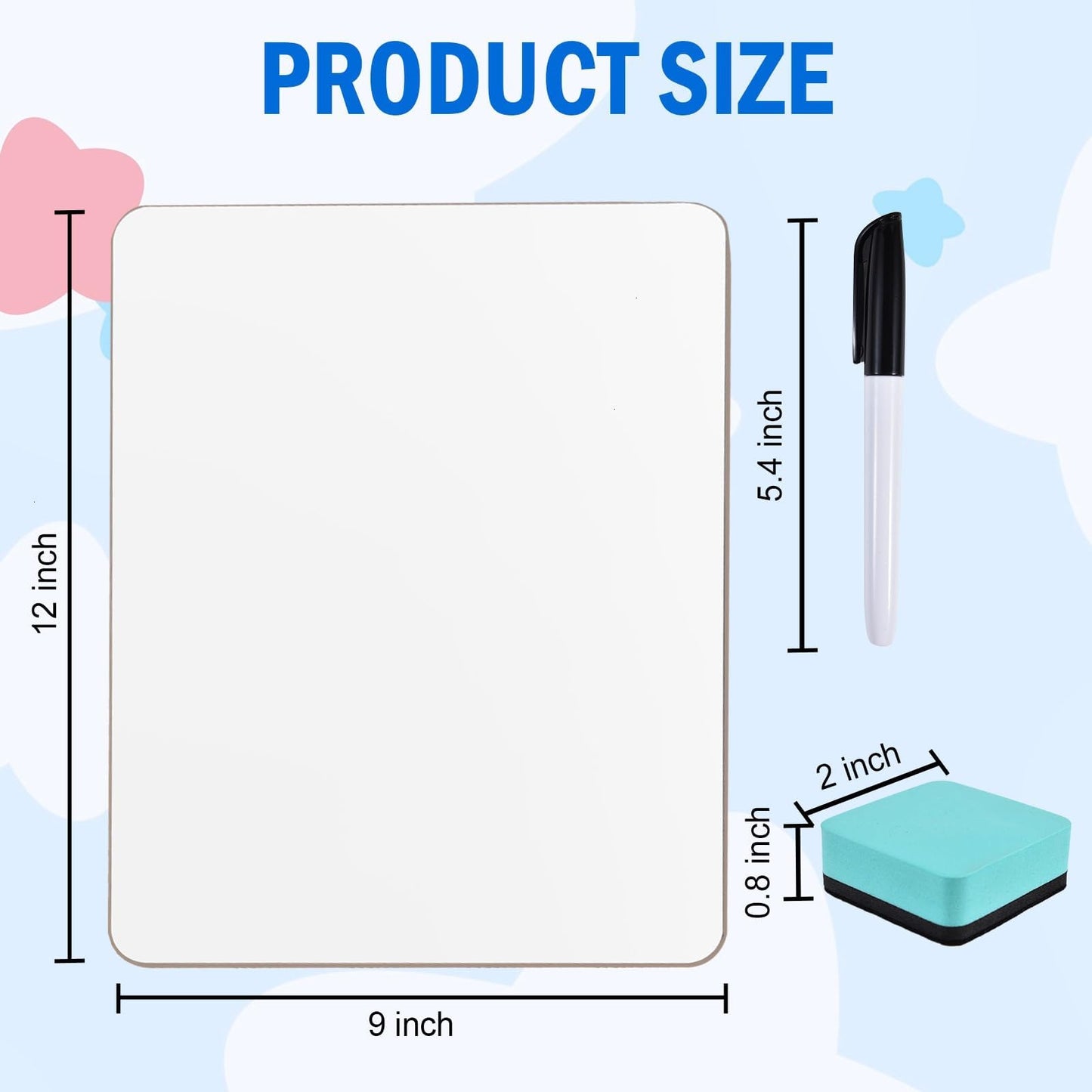 COYMOS 12 Pack Small Dry Erase Boards Classroom Pack 12 x 9 Inch Double Sided Mini White Boards Portable Dry Erase LapBoards for Teacher Supplies with 12 Erasers and 12 Markers