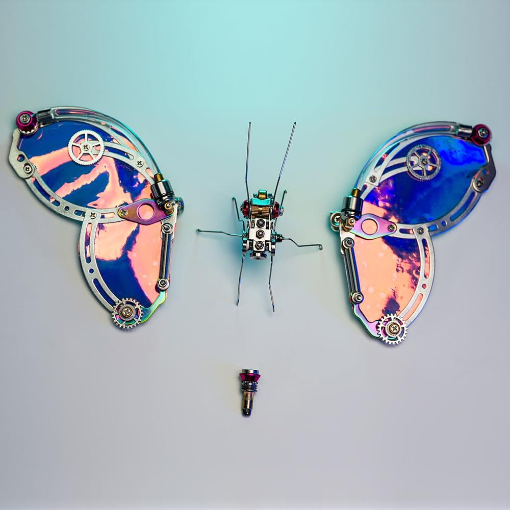 Arcynix Mostarle Cyberpunk Phantom Butterfly 3D Metal Puzzle Kit 243 Piece Adult Craft Kit LED Light Model for Teens and Adults 3D Puzzles and Metal Earth Models Perfect DIY Gift