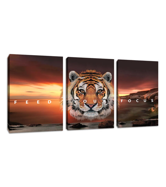 Motivational Wall Art Canvas Posters Prints 3 Pieces Yellow Tiger Wall Art Inspirational Entrepreneur Quote Office Wall Decor Canvas Art Motivation Painting Artwork Office Decoration(36''Wx 16''H)
