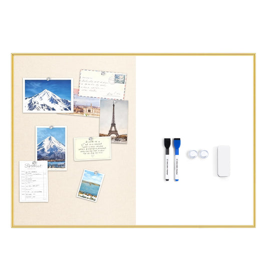ARCOBIS Dry Erase Cork Board Combo, 24"X18" Whiteboard with Linen for Wall, Magnetic Dry Erase Bulletin Board, Vision Board for Home, Office, School, Off White