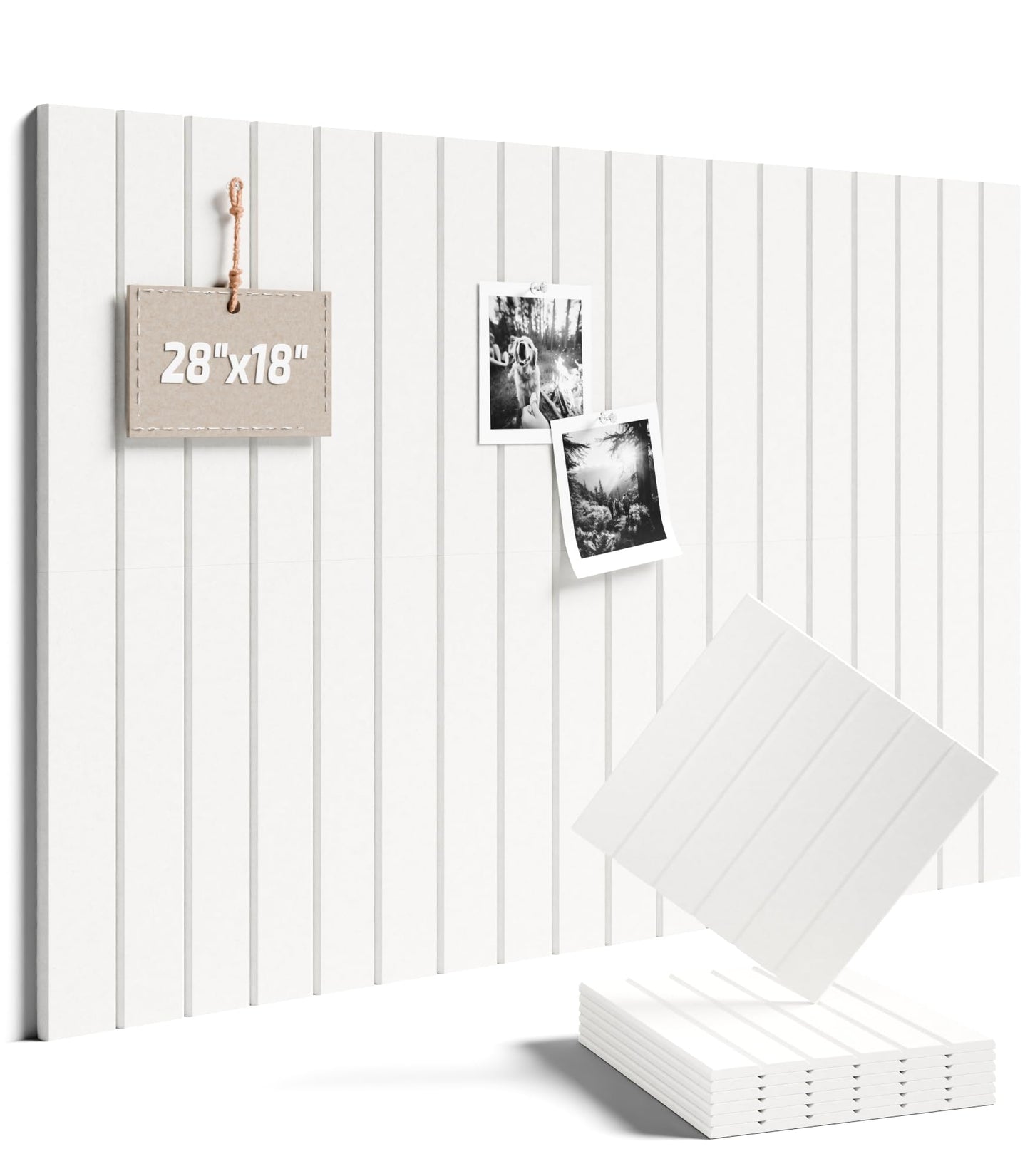 Felt Bulletin Board Tiles -28"x18" with 40 Adhesive Tabs, Cork Board Alternative for Office Decor, Push Pin Board Wall Organizer 6-Pack (Milky White)