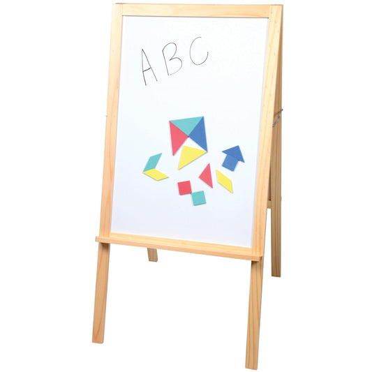 4-in-1 Wooden STEM Learning Easel – Magnetic, Write-and-Wipe & Flannel Board for Early Math, Geometry & Interactive Classroom Activities