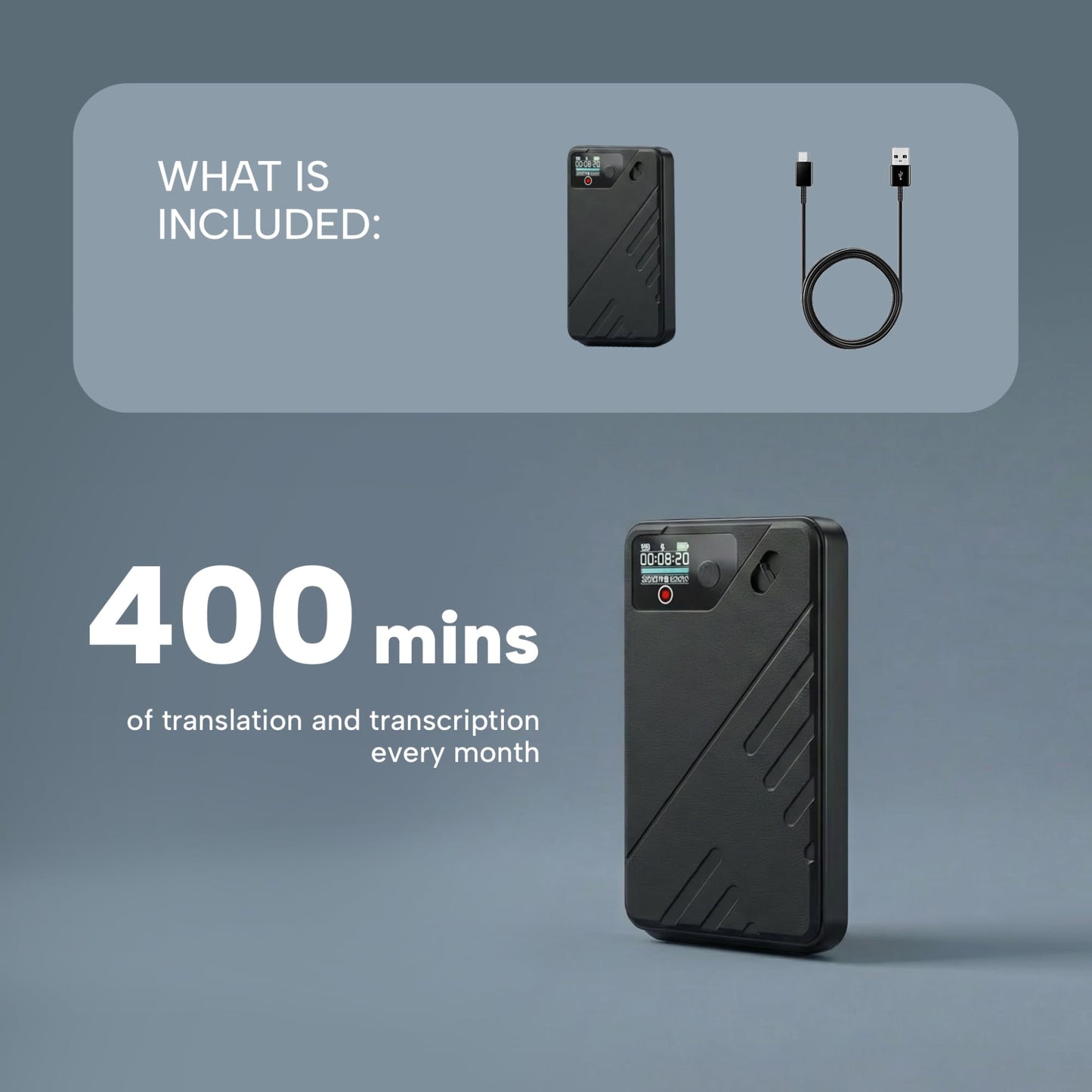 KS SHOP AI Voice Recorder Premium | Real-Time Transcription & AI Summaries | 256 Languages | Smart Recording Device for Meetings, Calls & Lectures | 64GB Storage | App Control