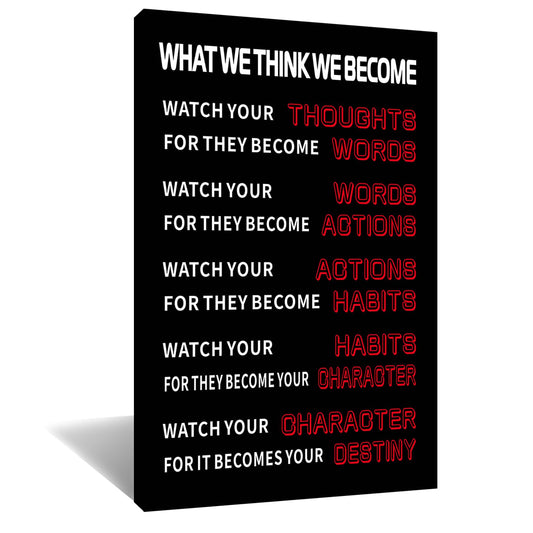 Motivational Canvas Wall Art for Office Inspirational Entrepreneur Quote Watch Yourself Poster Print Positive Picture Painting Decoration for Living Room Classroom Ready to Hang [12''W x 18''H]