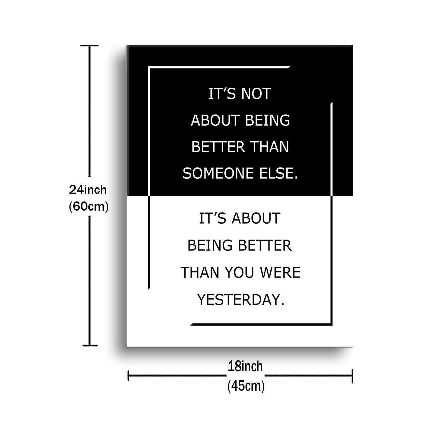 Inspirational Canvas Wall Art Motivational Posters It’s Not About Being Better Than Someone Else Print Artwork Positive Inspirational Quotes Painting for Office Decor Living Room Framed [18''Wx24''H]