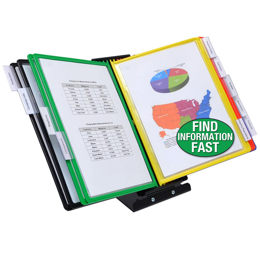 Ultimate Office SwitchFile Reference Organizer Displays Both Landscape or Portrait Documents, Desk or Wall Mount, Featuring, 10 EZ-Load Pockets to Hold 20 Sheets of Paper (Colored Pockets)