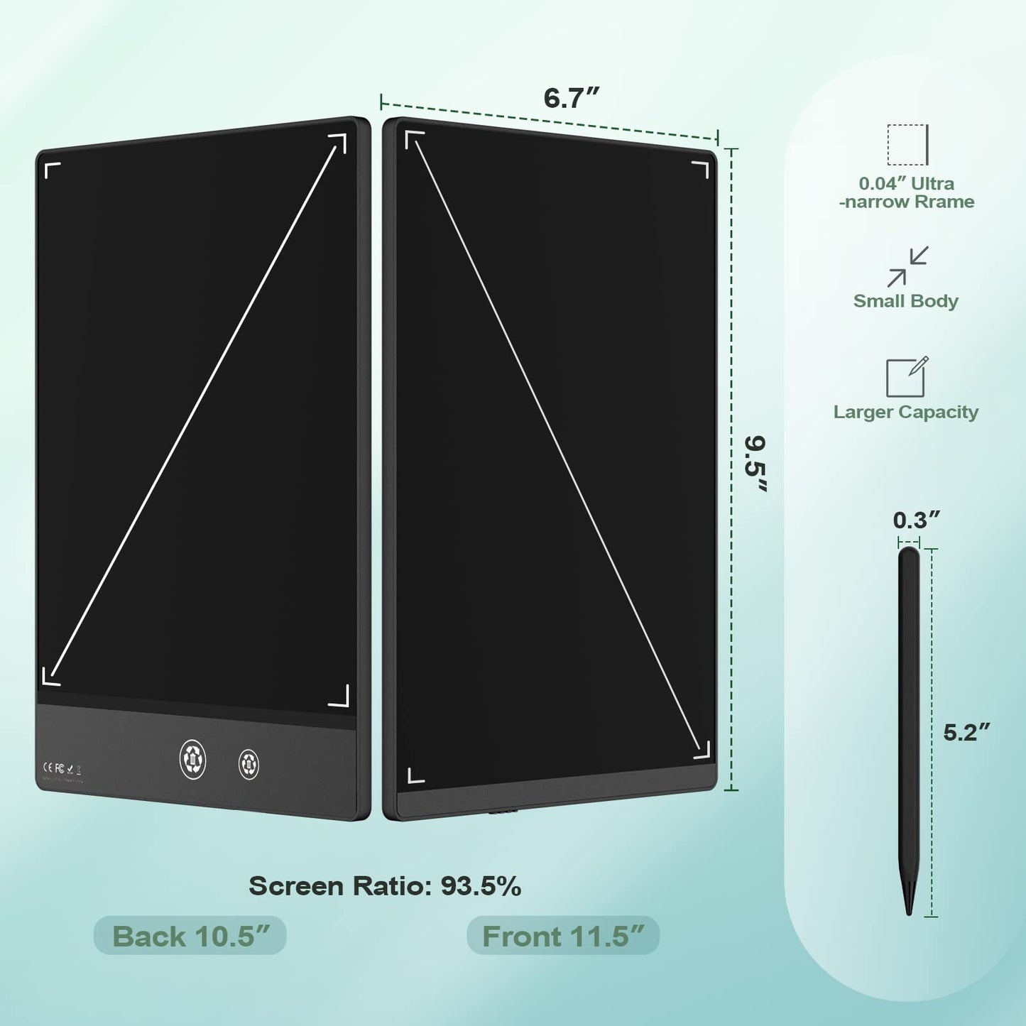 LCD Writing Tablet for Adults- 10.5″ LCD Writing Tablet,Double-Sided Full Screen,Digital Notepad for School,Office,Home,Erasable,Reusable