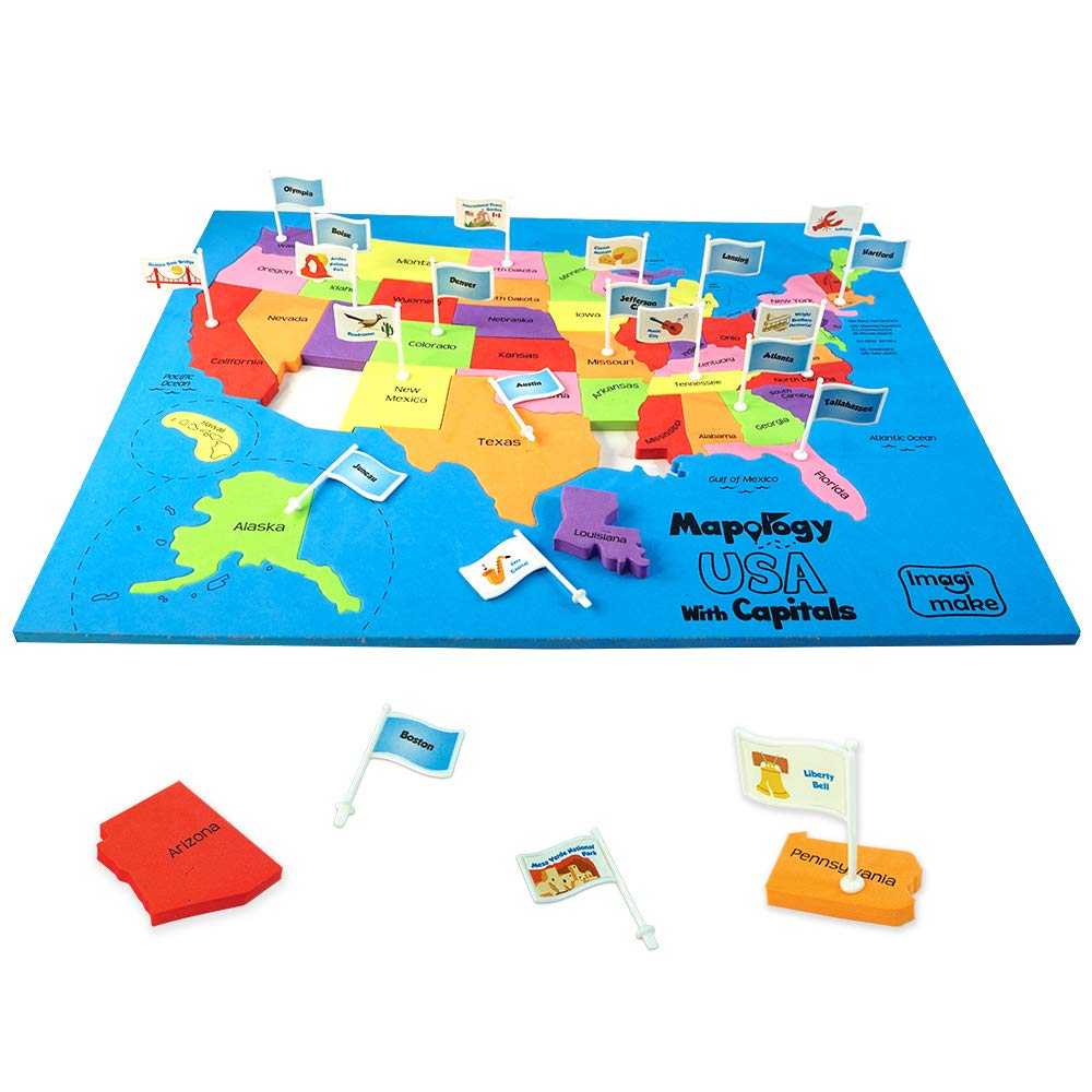 Imagimake Mapology USA Map with Capitals | Learning States and Capitals | US Geography Games | Jigsaw Puzzles for Kids Ages 8-10 | Educational Gifts for Kids Age 5,6,7,8,9,10,11,12,13,14,15
