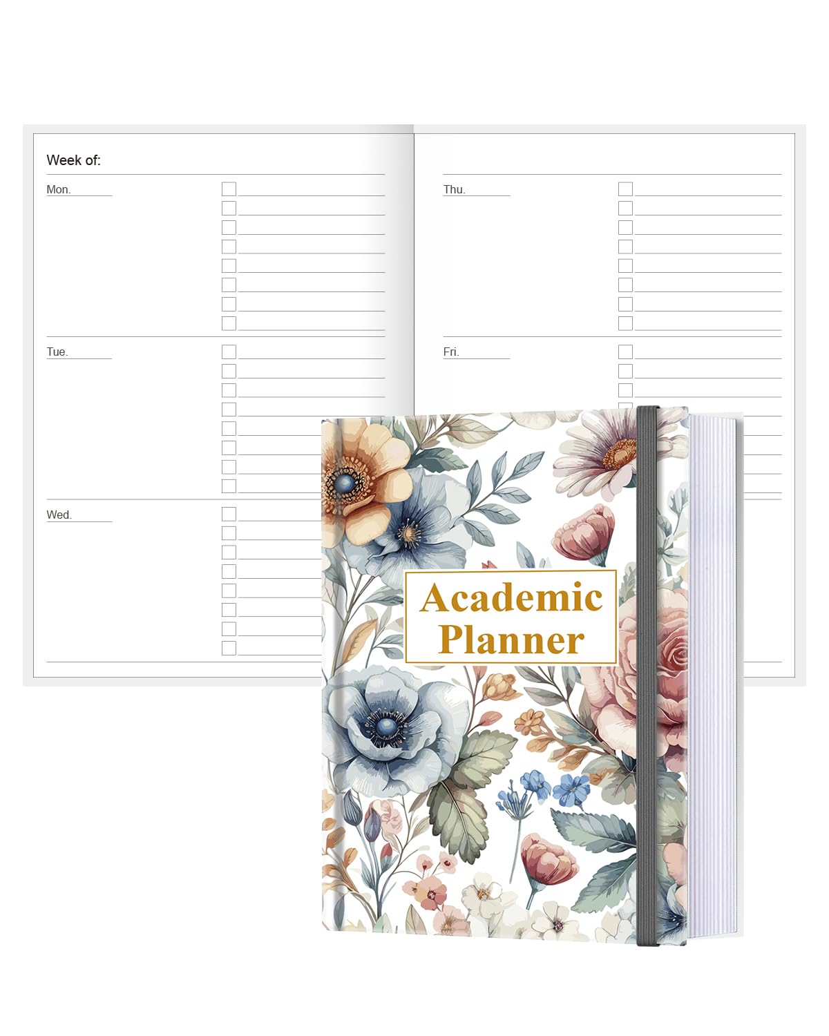 Academic Planner for 2026-2027 or Anytime – 5.8" x 8.5" Undated Weekly Student Planner For Homeschool, High School, College & Nursing Students, 200 Pages, Colorful Large Flower