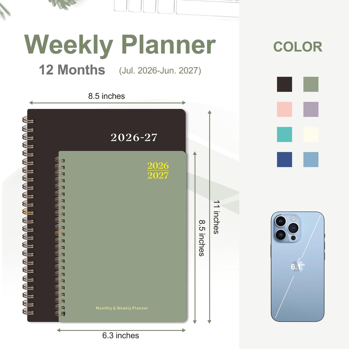 Planner 2026-2027, Academic Weekly and Monthly Calendar Planner, July 2026 - June 2027, Hardcover Planning Agenda Book for Desk Accessories and School Supplies - A5 Size (6.3'' x 8.5'')