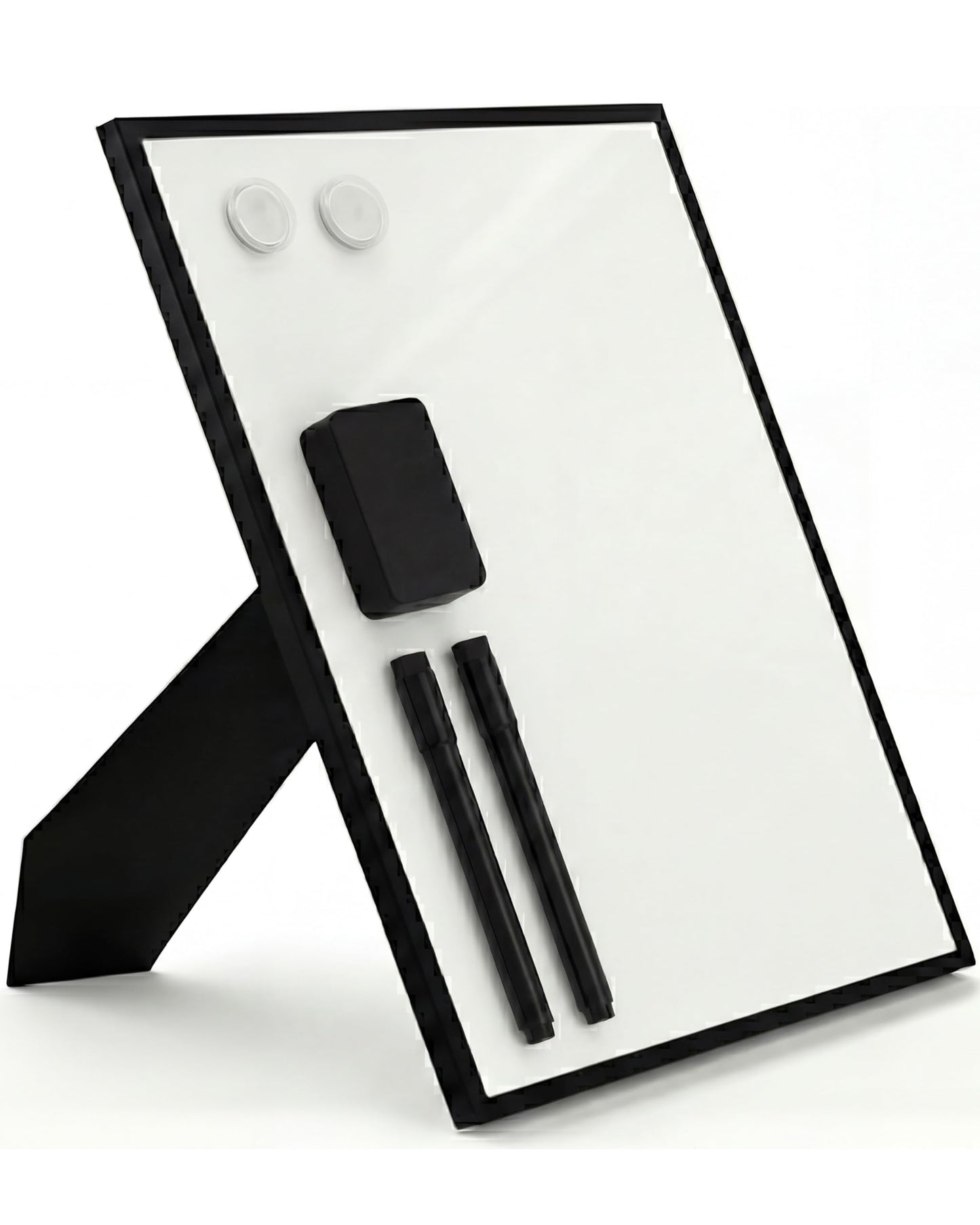 Lulu Office Magnetic Dry Erase Board 12x16 with Foldable Stand, Portable Black Desktop Whiteboard for Home, Office, School & Kitchen