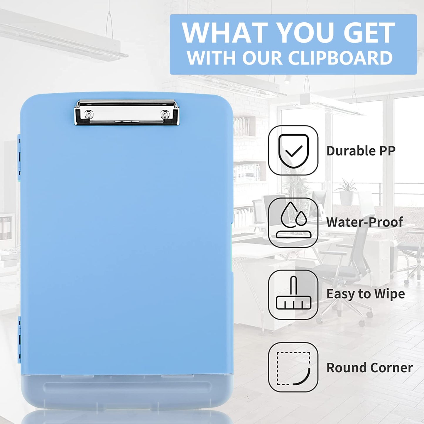 SFLHHDM Clipboard with Pen Holder, Legal Size Nursing Clipboard with Storage, Plastic Clip Board for Writing, Lightweight Cute Clipboards Storage with Low Profile Clip for Work, Office