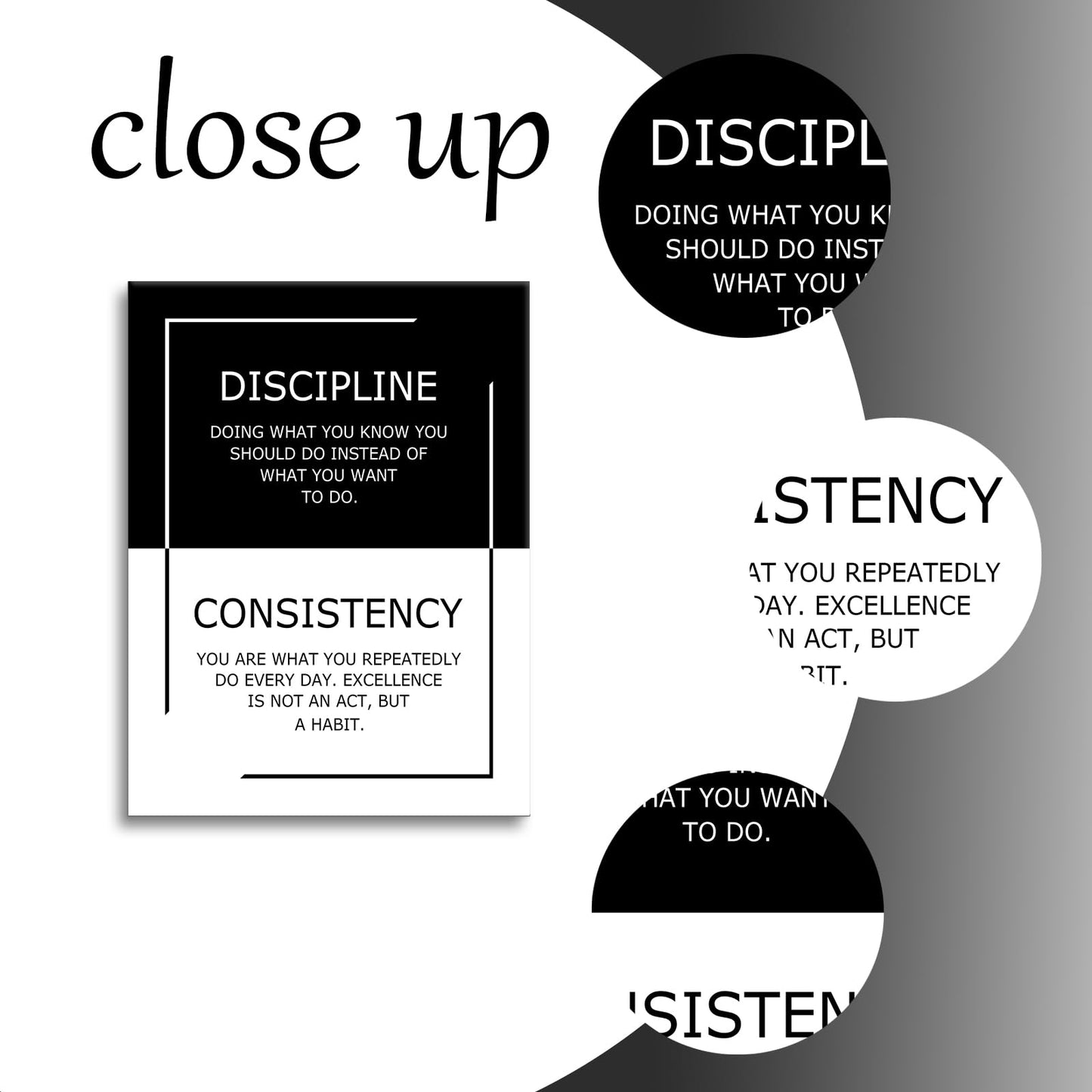 Inspirational Canvas Wall Art Discipline Consistency Success Quote Office Decor Painting Pictures Motivational Poster Prints Artwork for Modern Home Living Room Stretched and Framed [18''Wx 24''H]